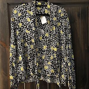 The Kooples Black and Yellow Floral Top